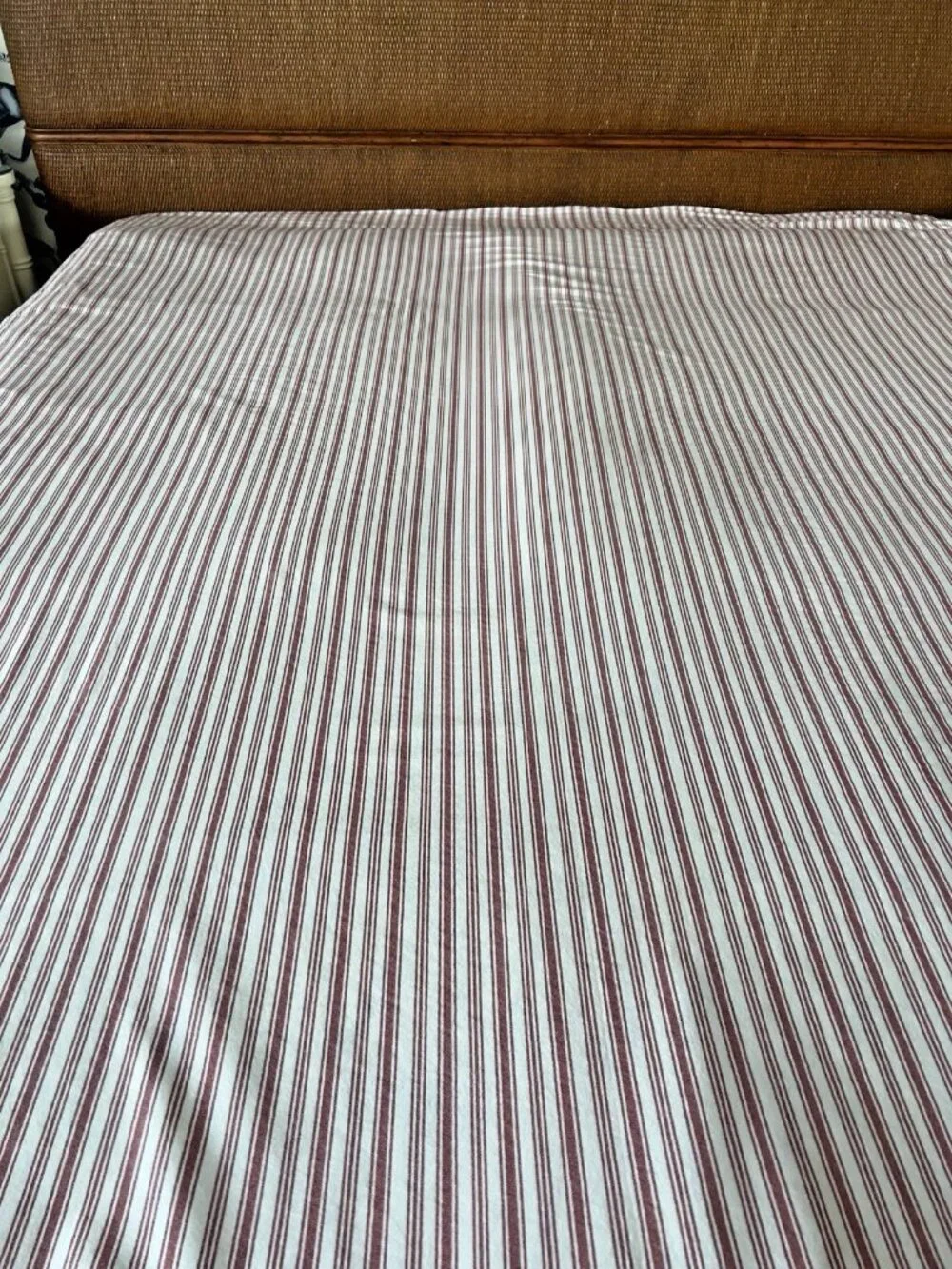 NAUTICA Twin 2 Pc Ticking Stripe Coleridge Red White Sheet Set 1-Flat 1-Fitted